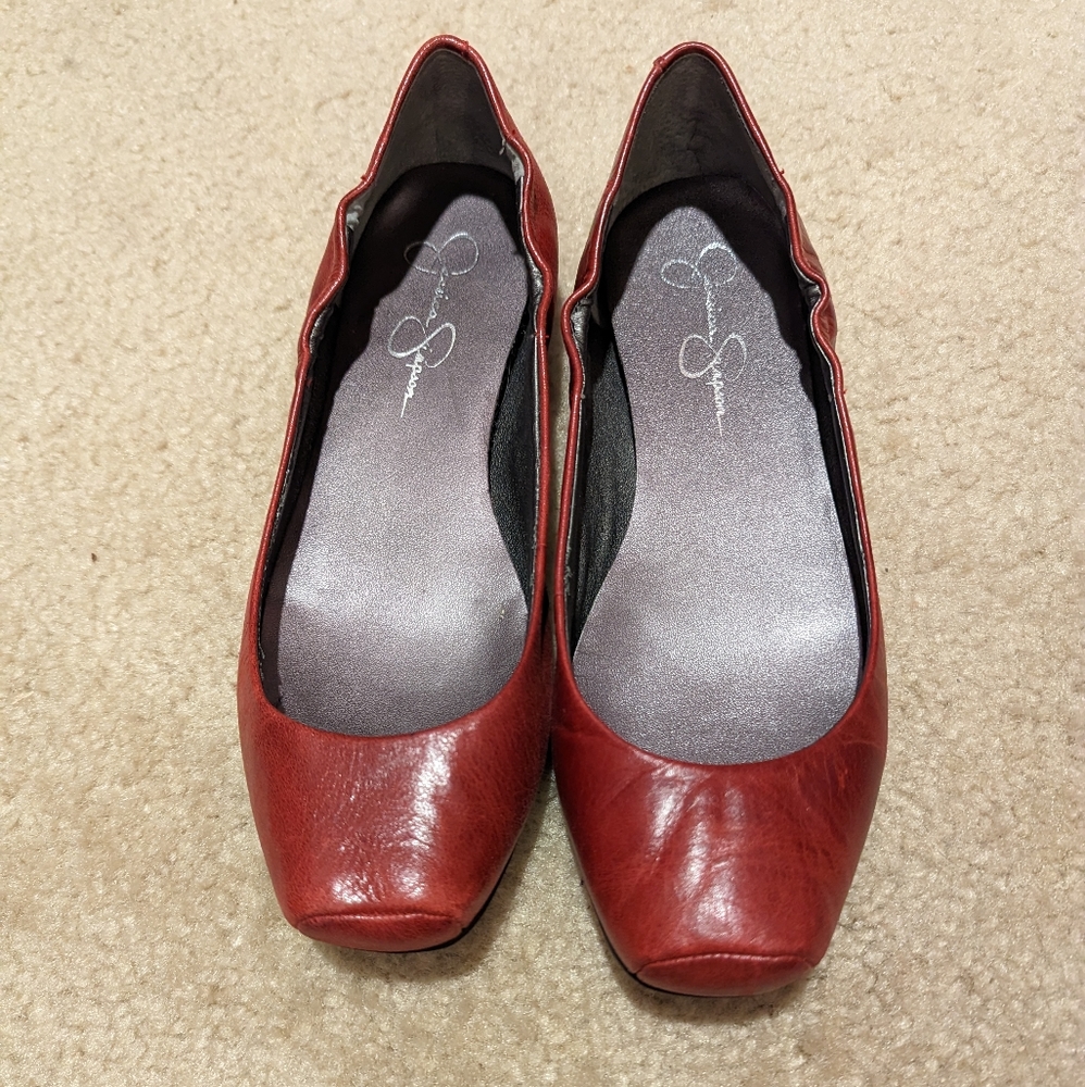Jessica Simpson Distressed Look Red Leather Flats